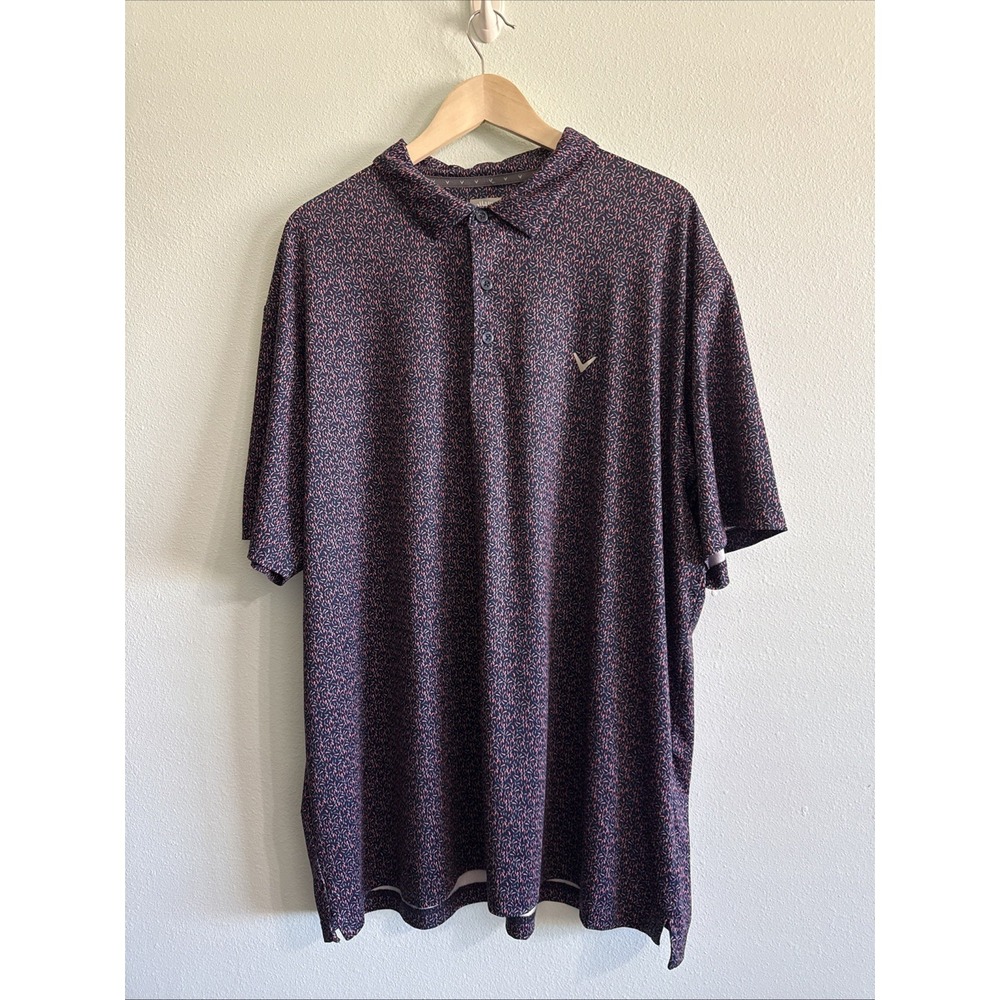 Callaway Novelty Polo Shirt Mens XXL Multicolor Stretch Chili Print Opti Dri EXC